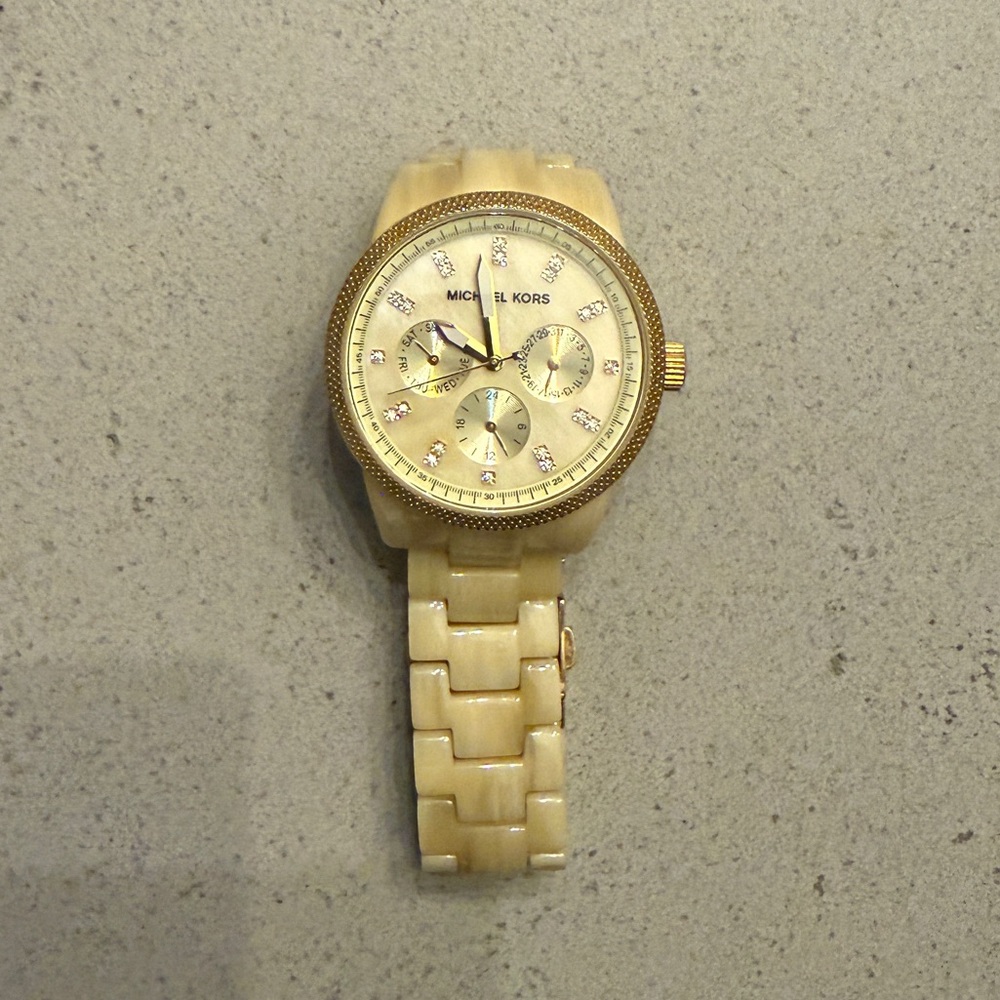 Michael Kors Cream and Gold Watch